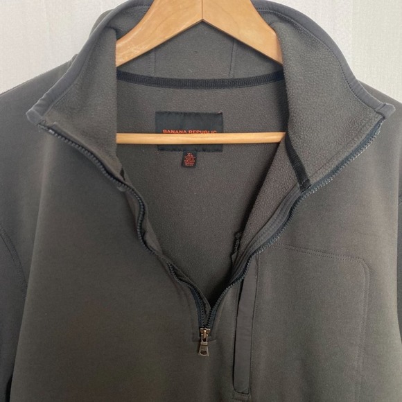 Banana Republic Mock Neck Pullover Sweatshirt Mens XL 1/4 Zip Zippered Pocket - Picture 3 of 10